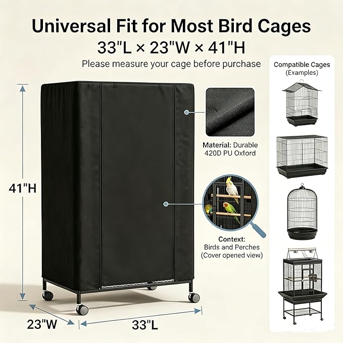 Universal Bird Cage Cover, Good Night Bird Cage Cover Good Night Blackout - Image 3