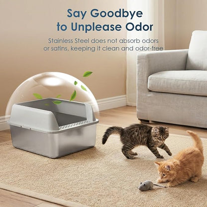 Suzzipaws 17.3"x13.4"x15" Stainless Steel Cat Litter Box - Image 5