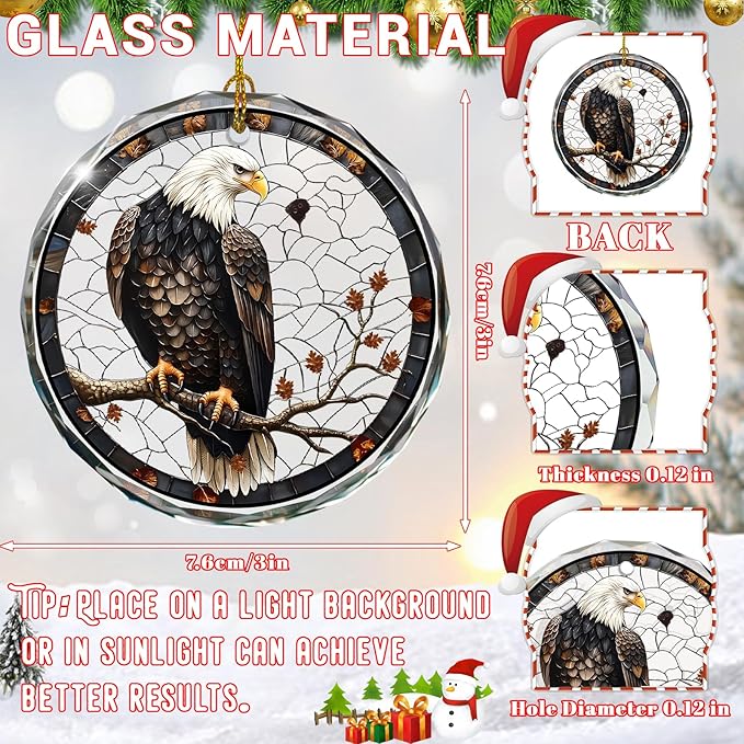 Stained Glass Eagle Christmas Ornaments, Christmas Hanging Ornament, Holiday - Image 2