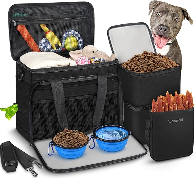 6 Set Dog Travel Bag, Large Pet Travel Kit by Abrimelodi