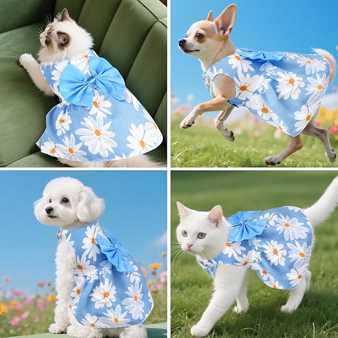 choyaxo Floral Dog Dress Cute Dog Skirt Pet Dress Summer Pet Clothes - Image 5