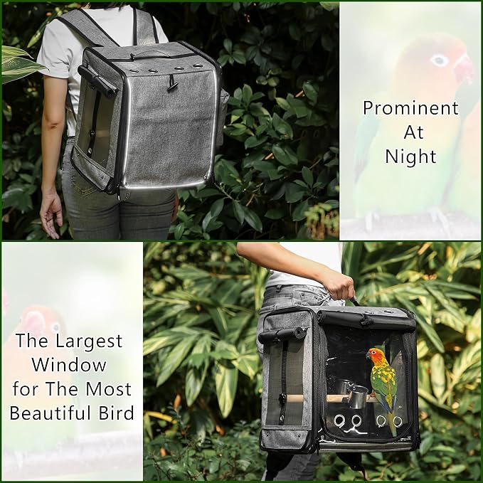 Bird Carrier with Seat Belt for Car Travel, Bird Backpack Carrier with - Image 5