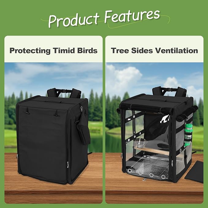 Bird Carrier Travel Cage, Cockatoo Carrier, Parrot Travel Backpack - Image 5