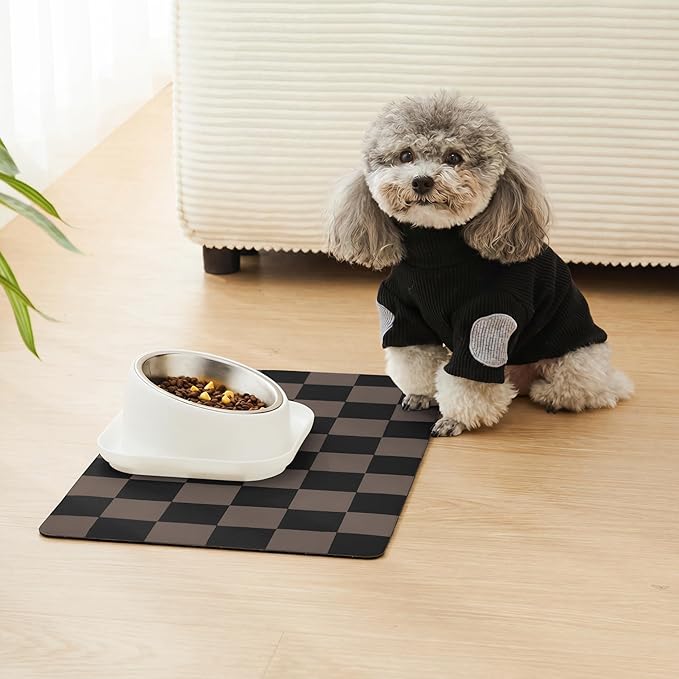 Checkered Dog Feeding Mat, Absorbent Mats - Image 3
