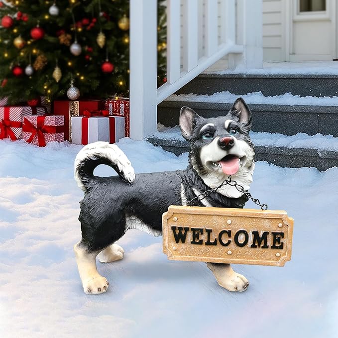 Tri-Color Corgi Dog Garden Statue - Image 7