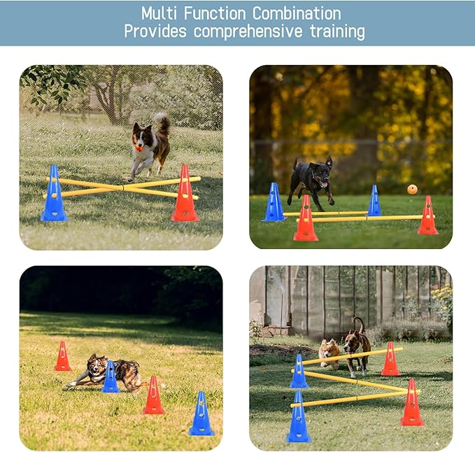 TNZMART Dog Agility Hurdle Cones Pet Jump Training Set Dog Agility Course - Image 4