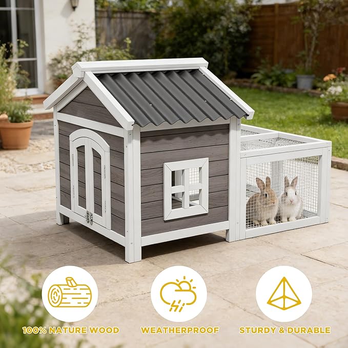 41" Rabbit Hutch, Outdoor Rabbit Cage - Image 3
