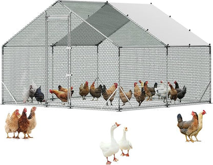 VEVOR Large Metal Chicken Coop, 9.8 x 9.8 x 6.6 ft, Walk-in Chicken Run House by VEVOR