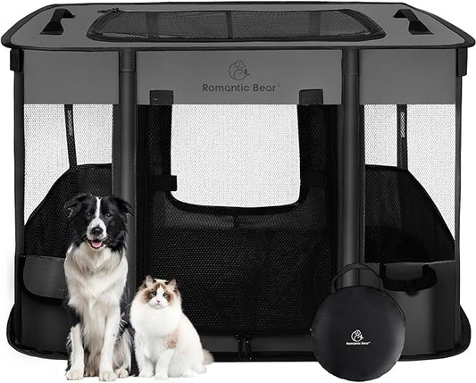 Dog Playpen, Pet Playpen, Foldable Puppy Cat Playpen, Portable Exercise Kennel by ROMANTIC+BEAR
