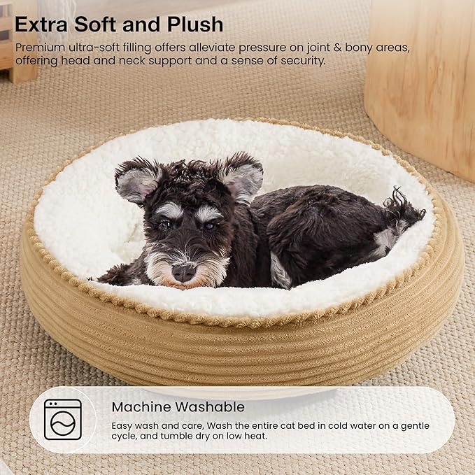 Love's cabin Round Donut Cat and Dog Cushion Bed, 24in Pet Bed - Image 7
