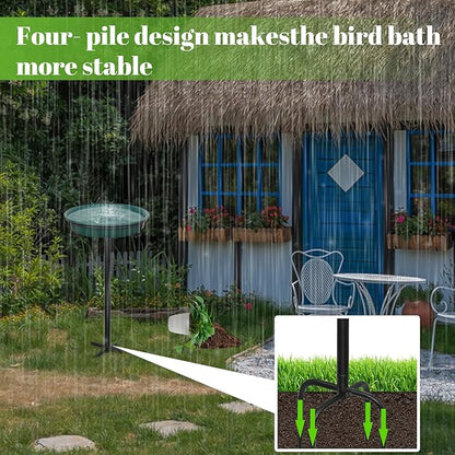 35.5In Freestanding Birdbaths Bowl Outdoor, Standing Garden Bird Bath Bird - Image 5
