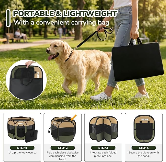 Dog Playpen, Portable Puppy Pet Crate Indoors - Image 3