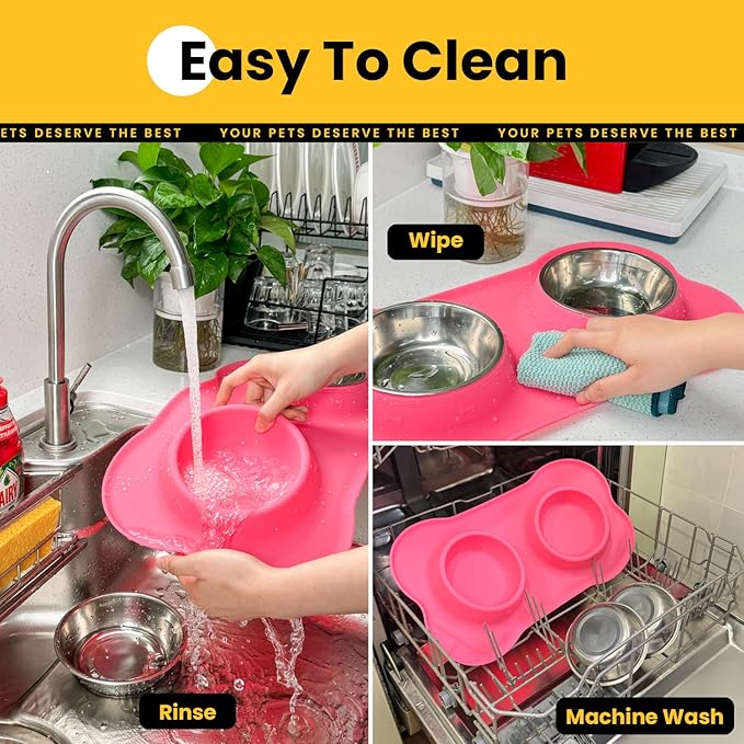 Conlun Dog Bowls with Non-Slip Silicone Mat, Spill Proof Large Food & Water - Image 6
