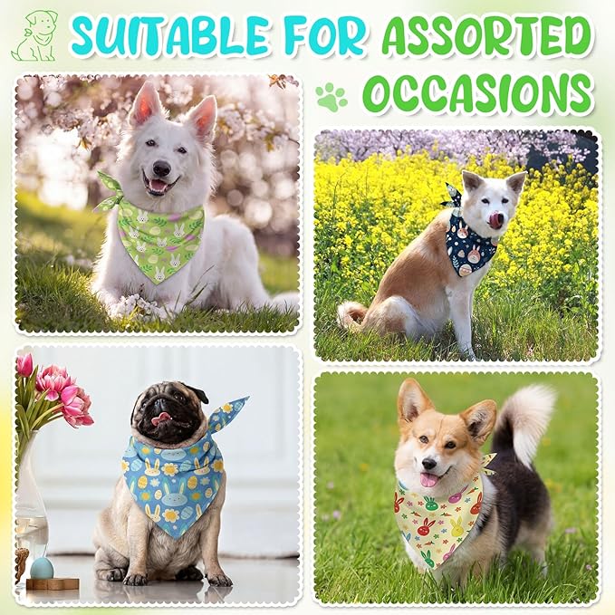 Huhumy 100 Pcs Spring Dog Bandanas Bulk in 3 Sizes, Washable Pastel Floral & - Image 5