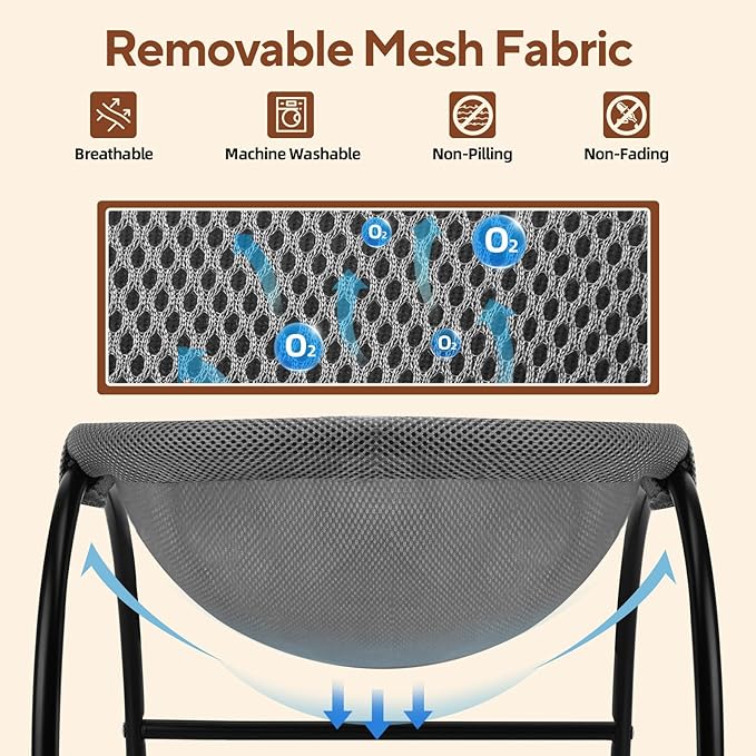 LIFLIX Raised Cat Hammock Bed, Free Standing Cat Cot - Image 4