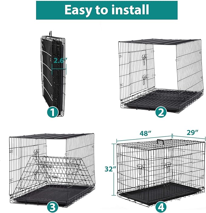 48 Inch Extra Large Dog Crates for Medium Dogs Double-Door Folding XXL Dog - Image 5