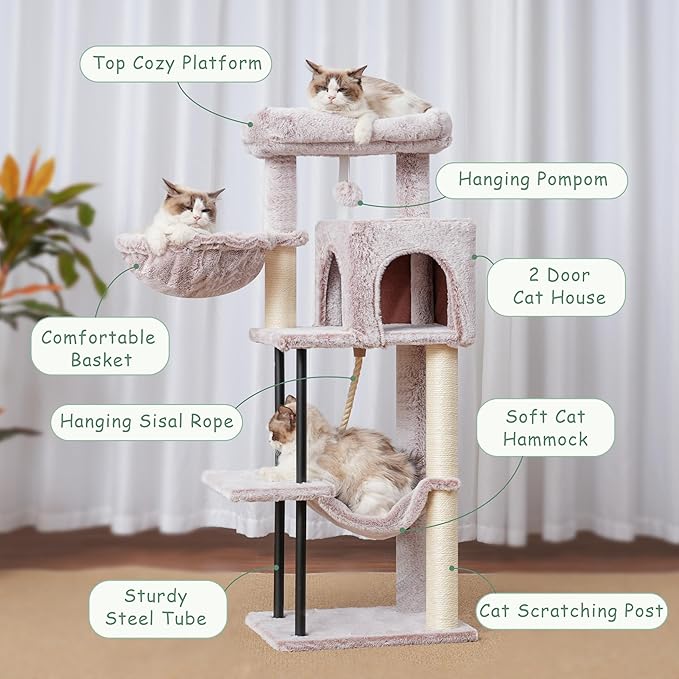 Gitelsnour Cat Tree, Cat Tower for Indoor Cats, 43.3 inch Cat Tree Tower - Image 4