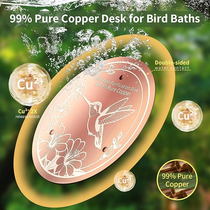 1 Pack Bird Bath Copper Disk, 99.99% Pure Copper Bird Bath Cleaner, - Image 6