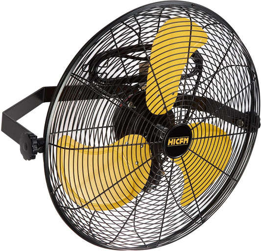 HiCFM 5100 CFM 20 inch Outdoor Wall Mount Fan, 3-Speed High Velocity Weatherproof Wall-mounted Fan with IP44 Sealed Motor and Manual GFCI Plug for Patios, Industrial, Garage and Gazebo - UL Listed