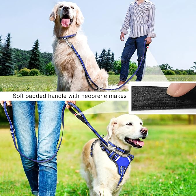 WINSEE Pet Harness Collar and Leash Set, All-in-one Reflective Dog Harness No - Image 6