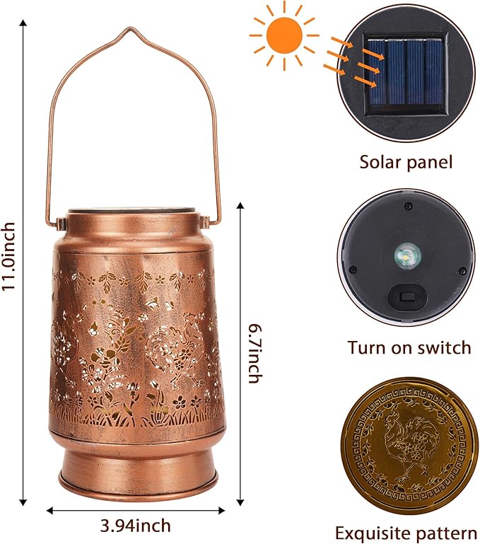Chicken Solar Lanterns Outdoor Waterproof, Rooster Gifts - Image 3