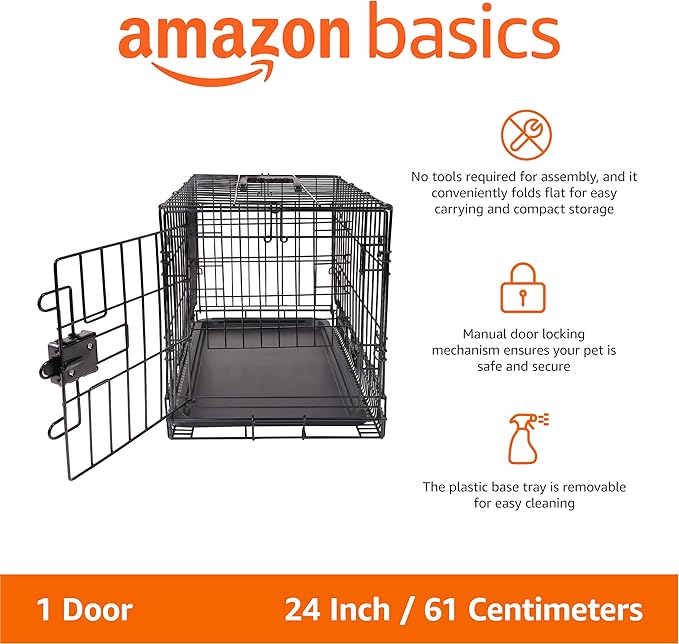Amazon Basics Portable, Foldable Metal Wire Small Dog Crate - Image 2