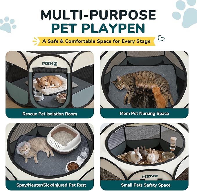 Dog Cat Playpen with Pee Pad, Portable Puppy Pet Crate Indoor - Image 6