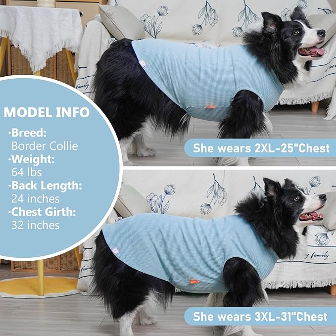 KYEESE 2Pack Waffle Dog Shirts, Lightweight Sleeveless Dog T Shirts - Image 5