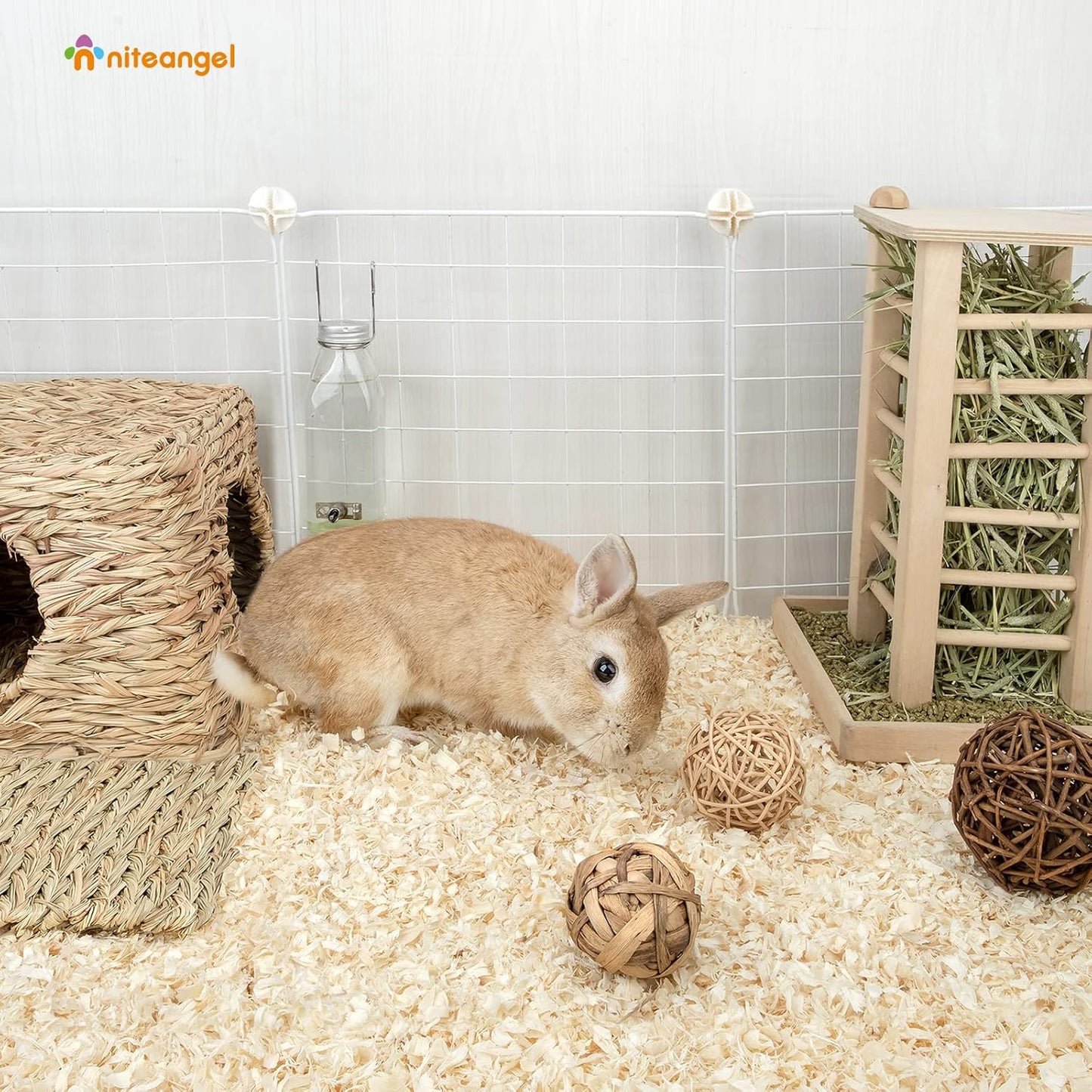 Niteangel Aspen Shaving Hamster Beddings for Syrian Dwarf Hamster Gerbil Mice Degu Rat Rabbit Bunny Guinea Pig Chinchilla Hedgehog or Other Small Pets (65L - 8 mm)