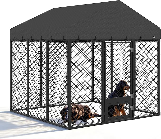 6x6FT Dog Kennel Outdoor with Roof by MASIONBACKYARDS