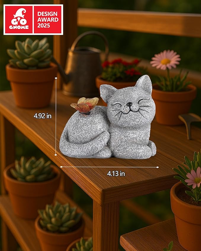 GoGnome Solar Cat Garden Statue - Image 4