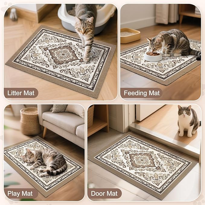 Unicorn Catcher Cat Litter Mat 40" x 30" Non-Slip Litter Box Mat Washable - Image 7