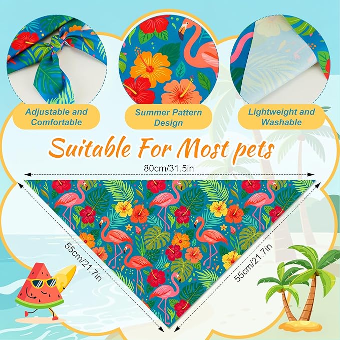 50 Pcs Summer Theme Dog Bandanas Bulk Tropical Bandanas - Image 3
