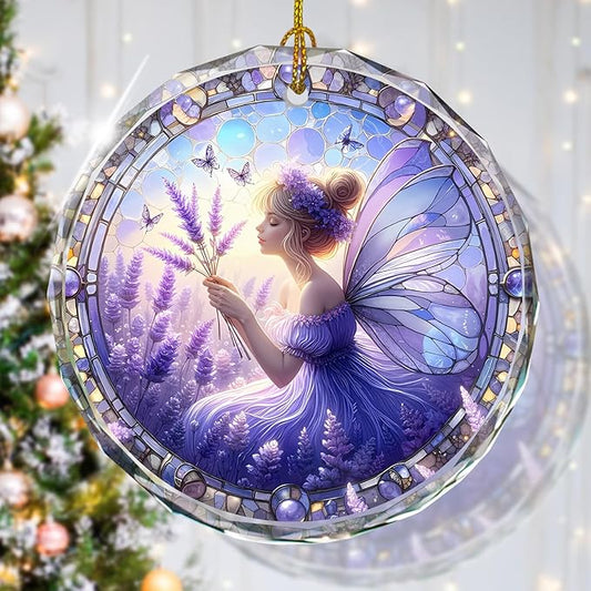 Stained Glass Fairy Christmas Ornaments, Elegant Christmas Tree Ornaments by Kooirsp