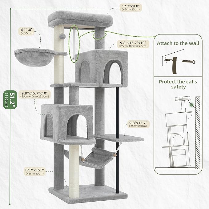 Gitelsnour 51.2'' Cat Tree Tower, Cat Tower - Image 6