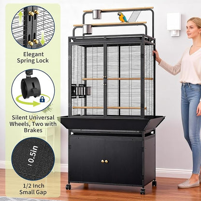 Large Bird Cage, Wood Parakeet Cage - Image 5