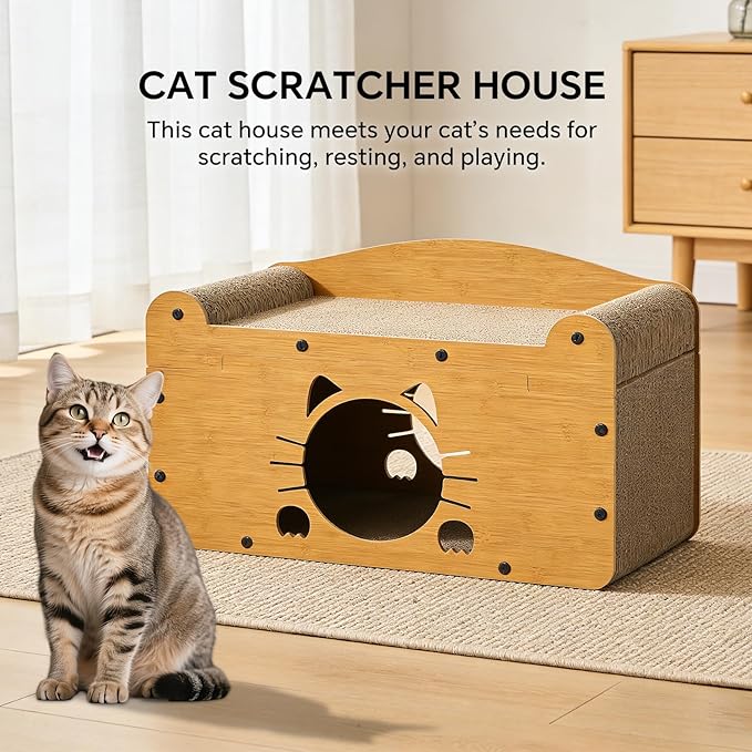 Cat Scratcher House, 2-in-1 Cardboard Cat House - Image 6