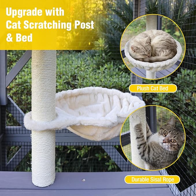 62.8’’ Cat Catio Enclosure, Sisal Scratching Post & Weatherproof Roof Cover - Image 5