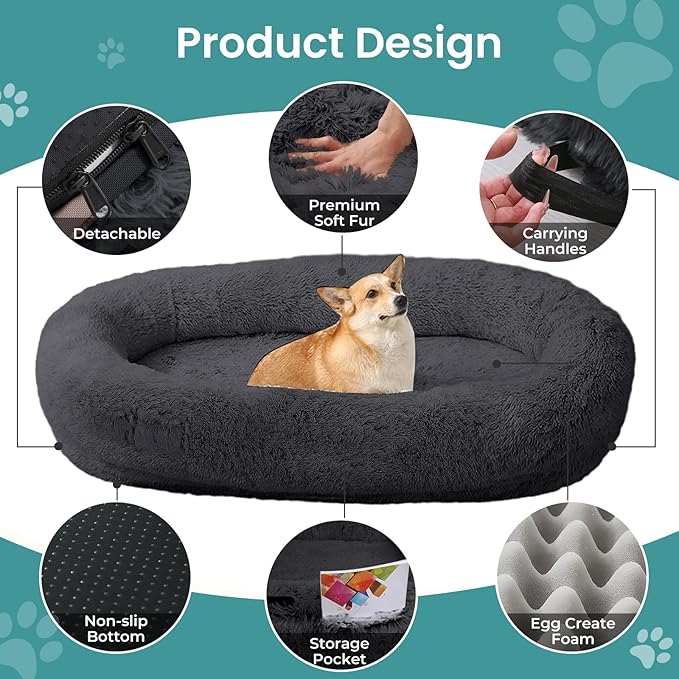 JOLLYVOGUE Human Dog Bed for Adults and Pets, Ultra-Soft Plush Giant Dog Bed - Image 3
