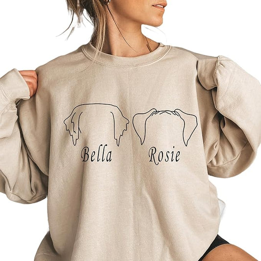 Custom Dog Mom Shirt Personalized Dog Ears Sweatshirt by CustomUnique