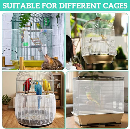 2 Pcs Bird Cage Cover Universal Bird Cage Seed Catcher, Breathable Nylon Mesh - Image 4