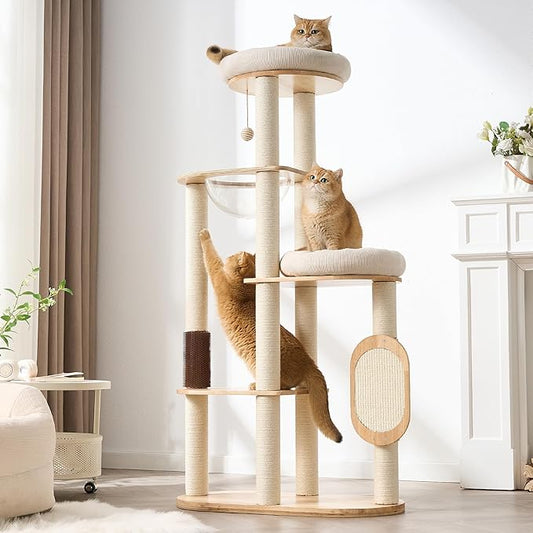 Modern Solid Wood Cat Tree for Indoor Cats Up to 15lbs, Scratcher & by Kicari
