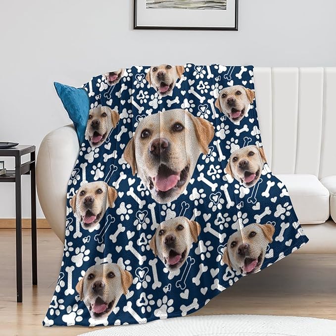 Personalized Dog Blanket with Name Customized Paw Prints Pet Blanket Loss - Image 5