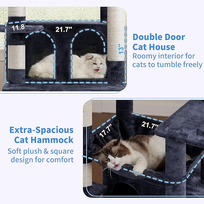 Heybly Tall Cat Tree for Large Cat, 80-inch Multi-Level Cat Tower for Indoor - Image 3