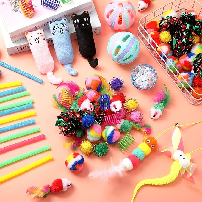 Shappy 150 Pcs Cat Toys for Indoor Cats Bulk, Kitten Toys Pack, Variety - Image 4