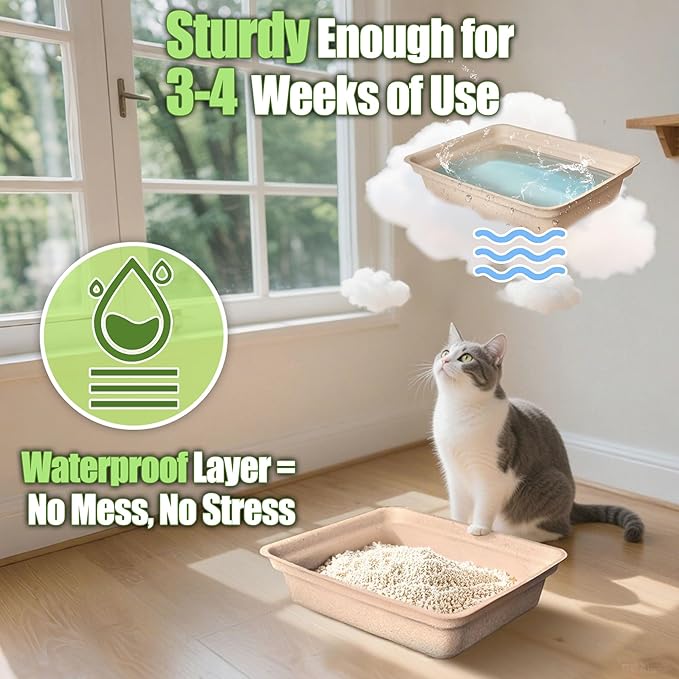 Disposable Litter Boxes for Cats Large: 2/4/6/8-Pack 17.5'' x 13.5'' Leak-Proof - Image 3
