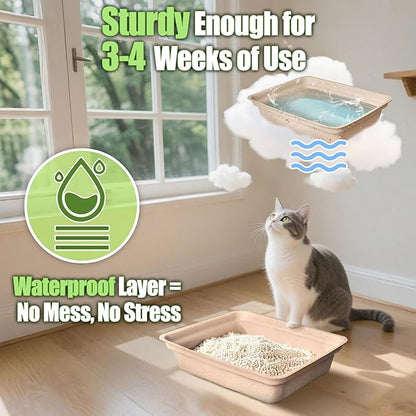 Disposable Litter Boxes for Cats Large: 8-Pack Leak-Proof Sustainable for - Image 3