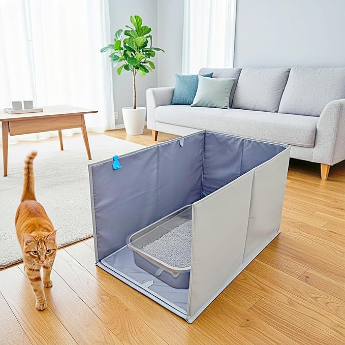 Extra Large Cat Litter Box Enclosure, Open Top High Sided Splash Guard by GesomePurrz