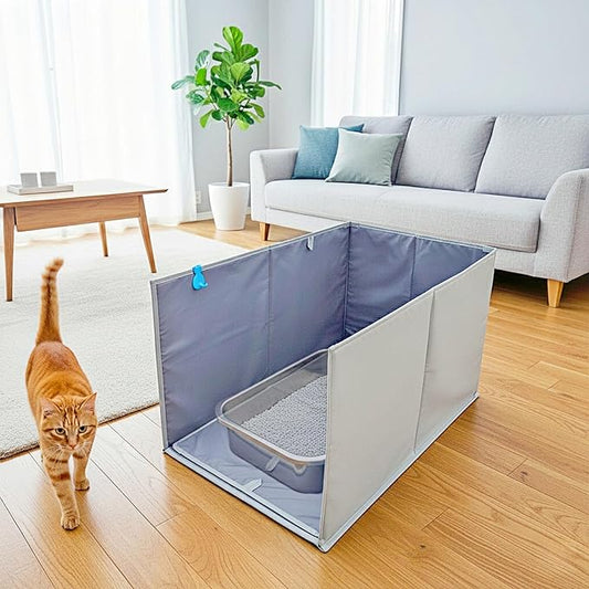 Extra Large Cat Litter Box Enclosure, Open Top High Sided Splash Guard by GesomePurrz