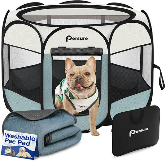 Dog Cat Playpen Indoor Outdoor for Puppy Pet Dogs Cat Travel and Recovery After by PERSURE
